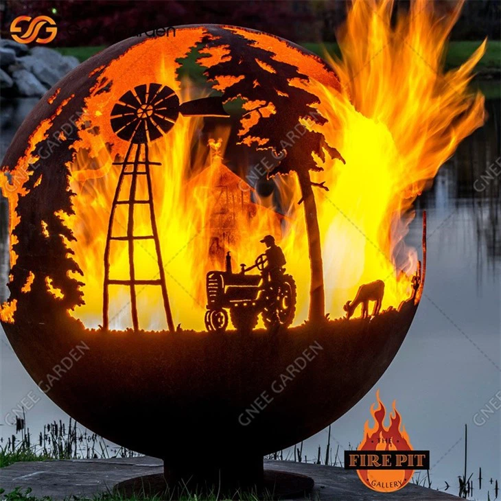 Decorative Steel Sphere Corten Steel Fire Pit