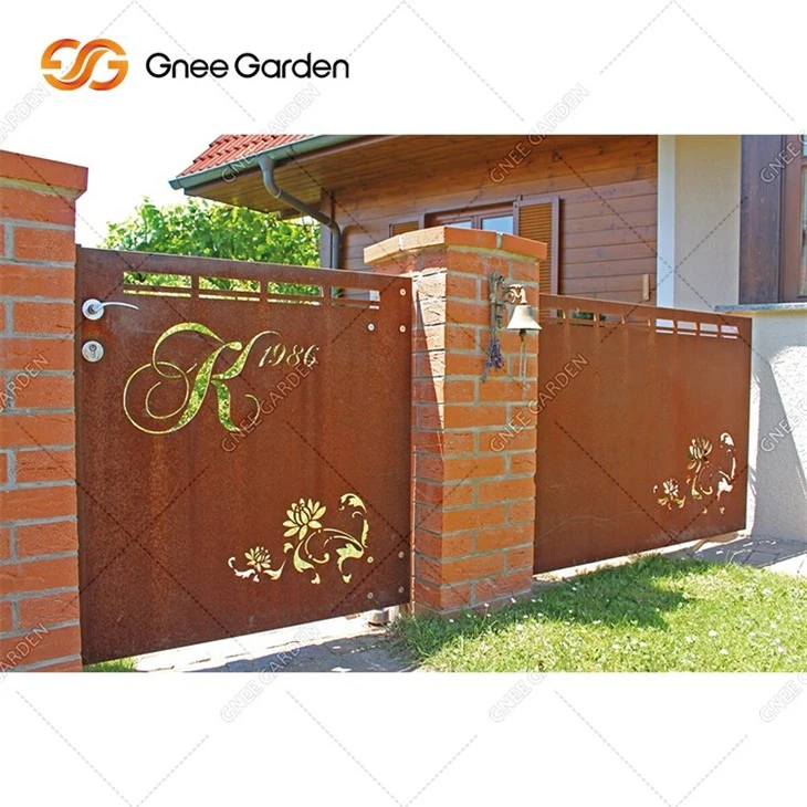 Laser Cutting Corten Steel Metal Fence Screen Gate