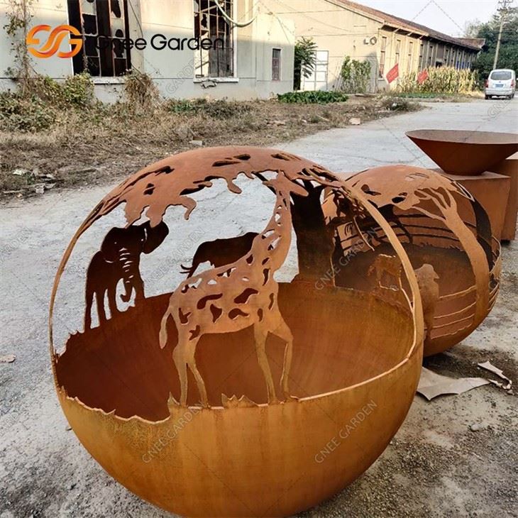 Metal Ball Corten Steel Fire Pit Sphere