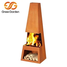 কর্টেন কাঠের ফায়ারপ্লেস