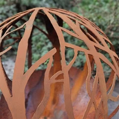 ডিপ বল রাউন্ড ফায়ার পিট আউটডোর কাঠ গ্লোব ফায়ার পিট কর্টেন স্টিল ফায়ার বোল