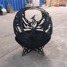 লেজার কাট গোলাকার Brazier কাস্টম মেটাল প্যাটার্ন খোদাই কর্টেন ইস্পাত ফায়ার পিট