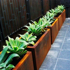 আলংকারিক কর্টেন ইস্পাত ধাতু ফুল বড় আয়তক্ষেত্রাকার গাছ রোপনকারী পাত্র