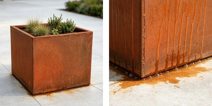 Garden Corten Steel Planter Detail Garden Corten Steel Planter Detail